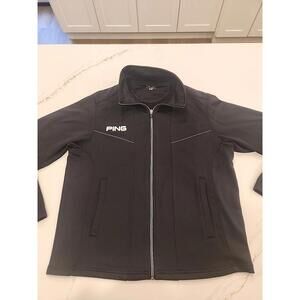 Ping Jacket Black Large Full Zip Soft Shell Fleece Lined Golf Logo Size M Unisex